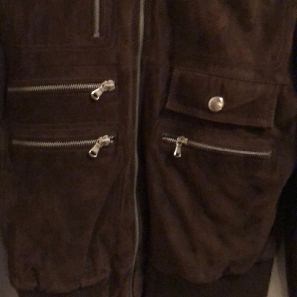 Zara brown suede leather bomber jacket - Picture 5 of 7